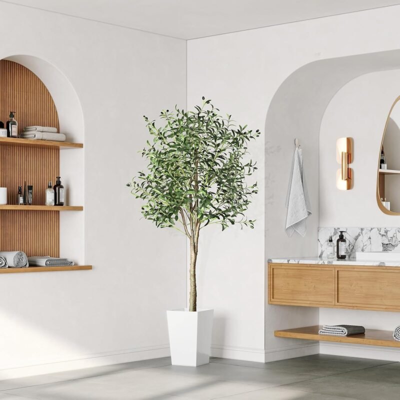YOLEO Árbol de olivo artificial de 180 cm, plantas artificiales, grandes olivos, artificiales, como auténtico, para salón, dormitorio, oficina, decoración - Imagen 4