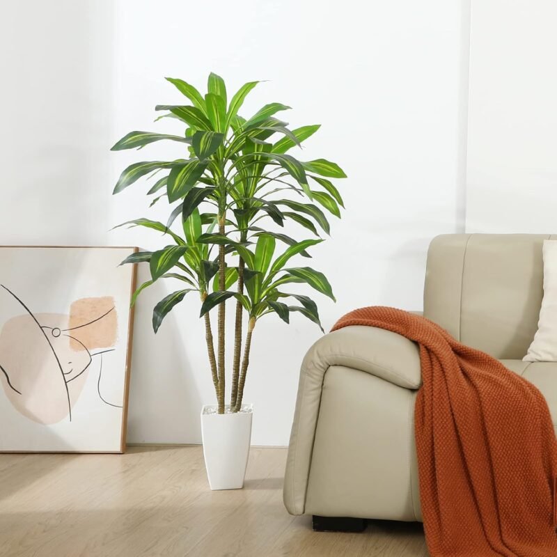 Fopamtri Drácena Artificial 120cm Hawaiian Tropic Plantas Artificiales Decorativas con 74 Hojas para Exterior e Interior Salón Dormitorio Oficina Jardín Decoración - Imagen 2