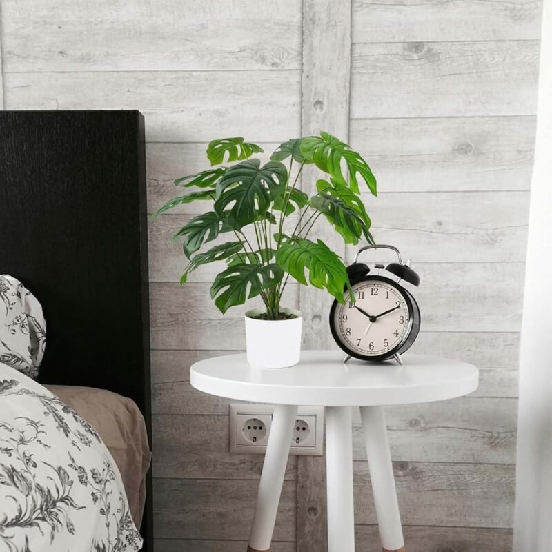 Laelfe Planta Artificial Monstera en Maceta, Planta Falsa Palmera Tropical para Interiores Exteriores Hogares, Oficinas, Jardines, Salas de Estar, Mesas, Escritorios (23,6in) - Imagen 2