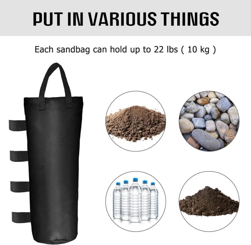 4 Piezas Pesos para Carpas, Bolsas de Peso para cenadores y Tiendas, Peso de Oxford 600D, para Carpa de JardíN, Sombrilla y Carpa - Imagen 5