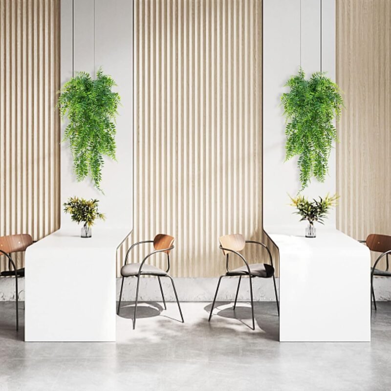 6 Piezas Plantas Artificiales Colgantes, Planta Artificial Colgante de Helecho, Plantas de Escalada Falsas, Plantas Artificiales Decorativas, para Interior y Exterior, Salas de Estar, Balcón (90 CM) - Imagen 6