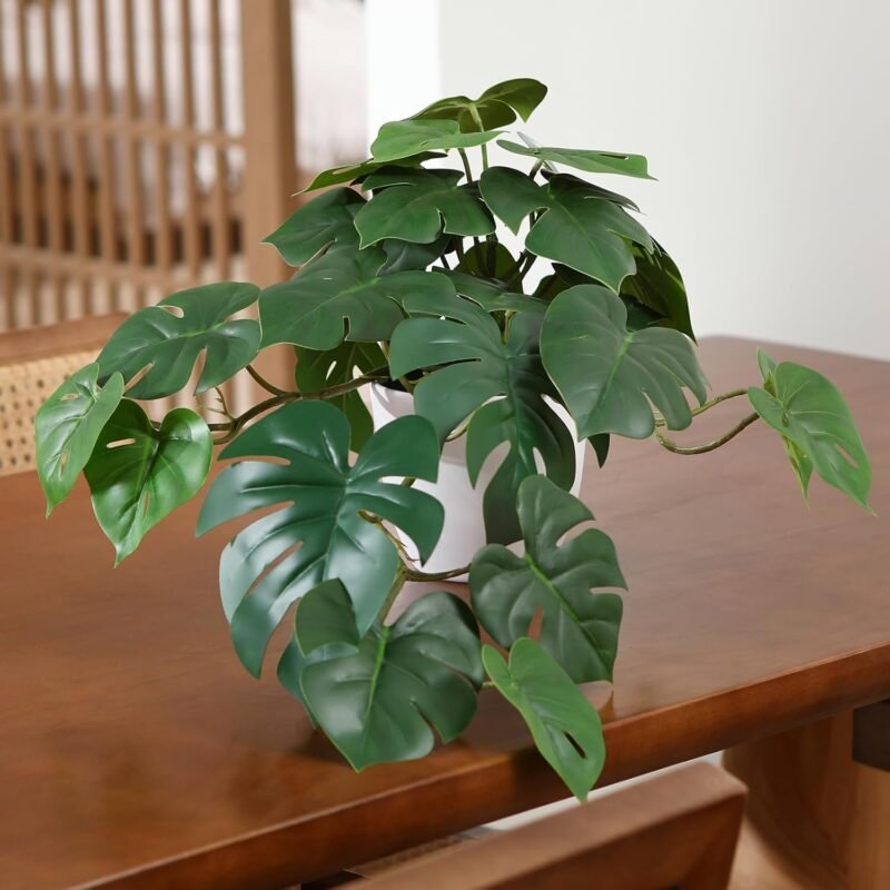 SOGUYI Plantas Artificiales 50cm Plantas Decorativas Tropical Monstera Potted Decorativas Plantas para Hogar Oficina Modernos Decoración(1 Piezas) - Imagen 5