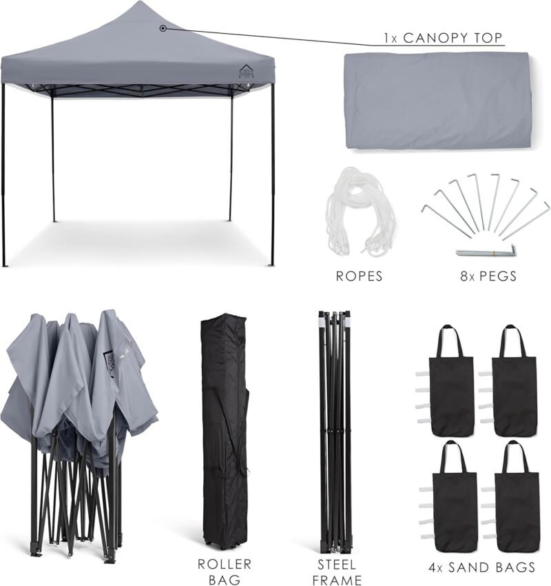 All Seasons Gazebos 3x3m Totalmente Impermeable Pop up Gazebo - Gris metalizado - Imagen 2