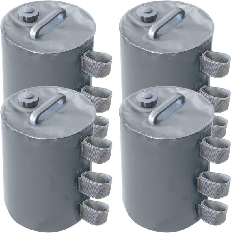 ABCCANOPY Juego de 4 pies para cenador, rellenables con Agua, Pesos para cenadores, Tiendas de jardín, Carpas de Fiesta, Gris, Bolsa de Agua 01