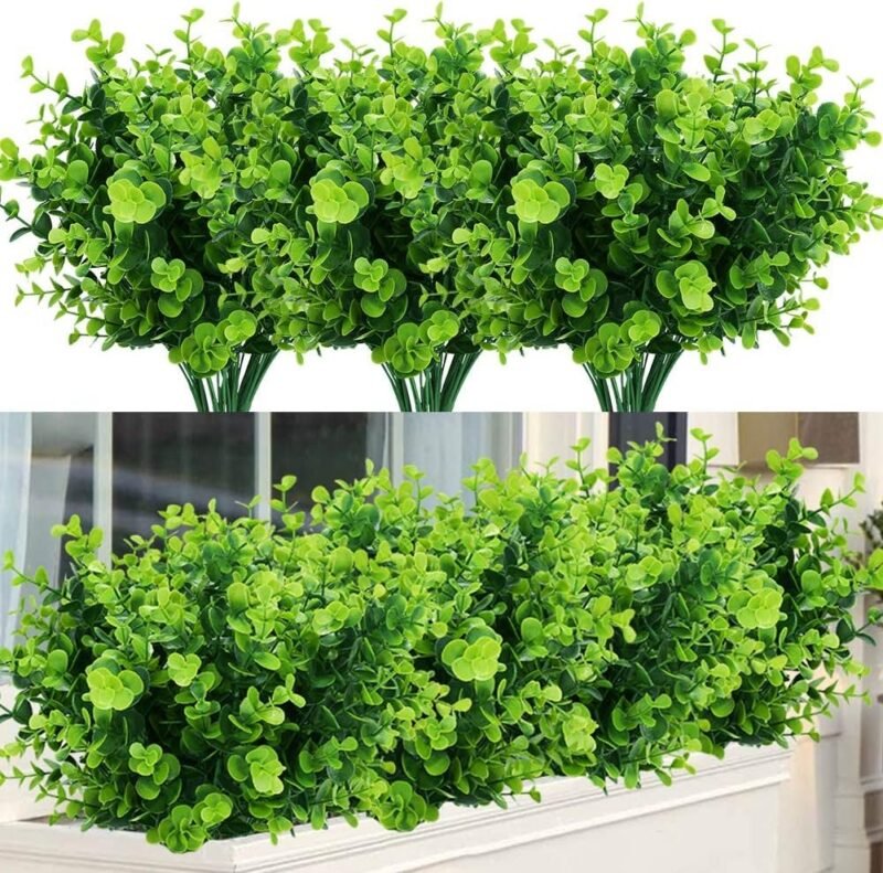 SOMYTING 8 Unidades de Plantas Artificiales de Eucalipto Verde Plantas Artificiales de Eucalipto Artificiales de Hiedra Artificial para Decoración de Salón Jardín Balcón Exterior