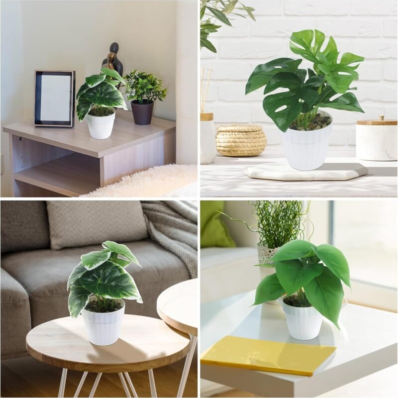 YAOYIN 3 Piezas Plantas Artificiales Decorativas, Ecologización Artificiales Macetas Plantas Plásticos Plantas Falsa, Planta Artificial Pequeña para Decoracion Hogar Sala de Estar Baño Jardín Oficina - Imagen 6