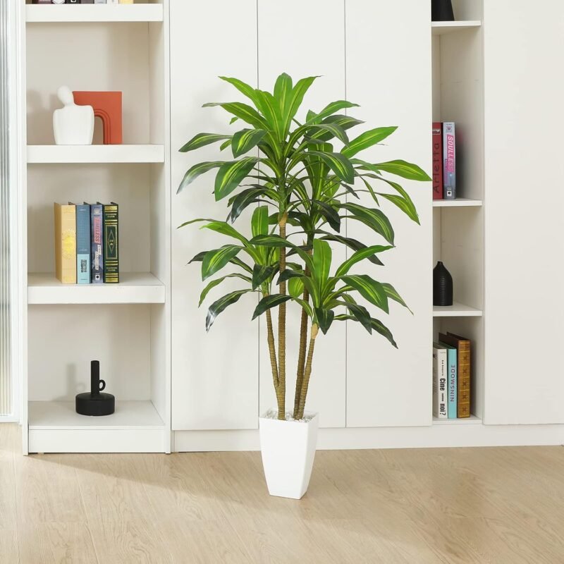 Fopamtri Drácena Artificial 120cm Hawaiian Tropic Plantas Artificiales Decorativas con 74 Hojas para Exterior e Interior Salón Dormitorio Oficina Jardín Decoración - Imagen 7