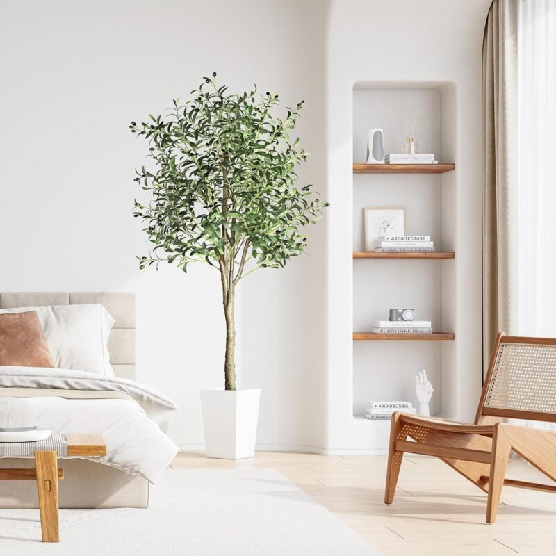 YOLEO Árbol de olivo artificial de 180 cm, plantas artificiales, grandes olivos, artificiales, como auténtico, para salón, dormitorio, oficina, decoración - Imagen 6