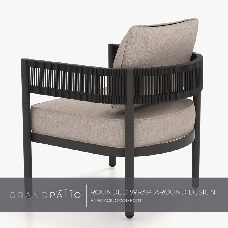 Grand patio 5-Piece Outdoor Furniture Set with Thick Cushions and Coffee Table, Wicker Sofa Conversation Set for Backyard, Beige - Imagen 7