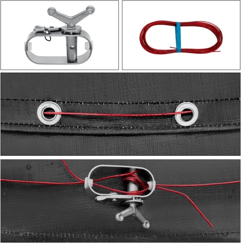 WOLTU Cobertor Piscina Redonda Ø 460 cm, Cubierta para Piscina de Diámetro 390-420 cm, Lona para Piscina Invierno de PE 200g/m², Impermeable y Opaco con Ojas y Cuerda de Fijación, Gris Oscuro - Imagen 8