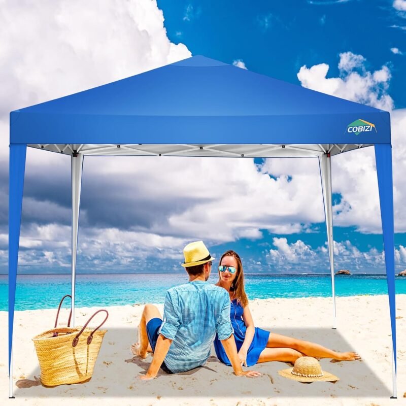 COBIZI Cenador Plegable 3 x 3 m, Impermeable, 3 x 3 m, Plegable, 3 x 3 m, Altura Regulable, con 4 Sacos de Arena (Azul - Imagen 9