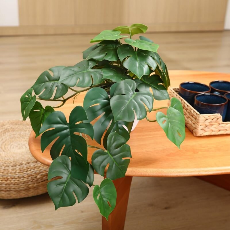 SOGUYI Plantas Artificiales 50cm Plantas Decorativas Tropical Monstera Potted Decorativas Plantas para Hogar Oficina Modernos Decoración(1 Piezas) - Imagen 4