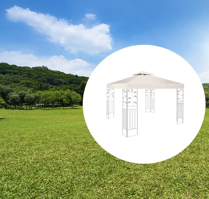 Pabellón de 3 x 3 m, techo de repuesto impermeable, doble techo, toldo de repuesto, para cenador de jardín, resistente a las tormentas, para carpa de 3 x 3 metros (beige claro) - Imagen 3