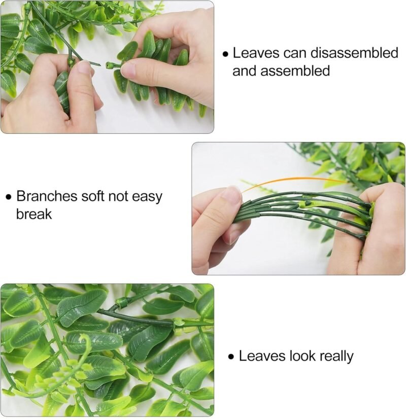 Huryfox Planta Artificial Colgante de Helecho - Decorativas de Hojas de Hiedra Falsa para Interiores y Exteriores, Decoración de Follaje Falsificado para Sala de Estar, Cocina, Balcón, Jardín - Imagen 3