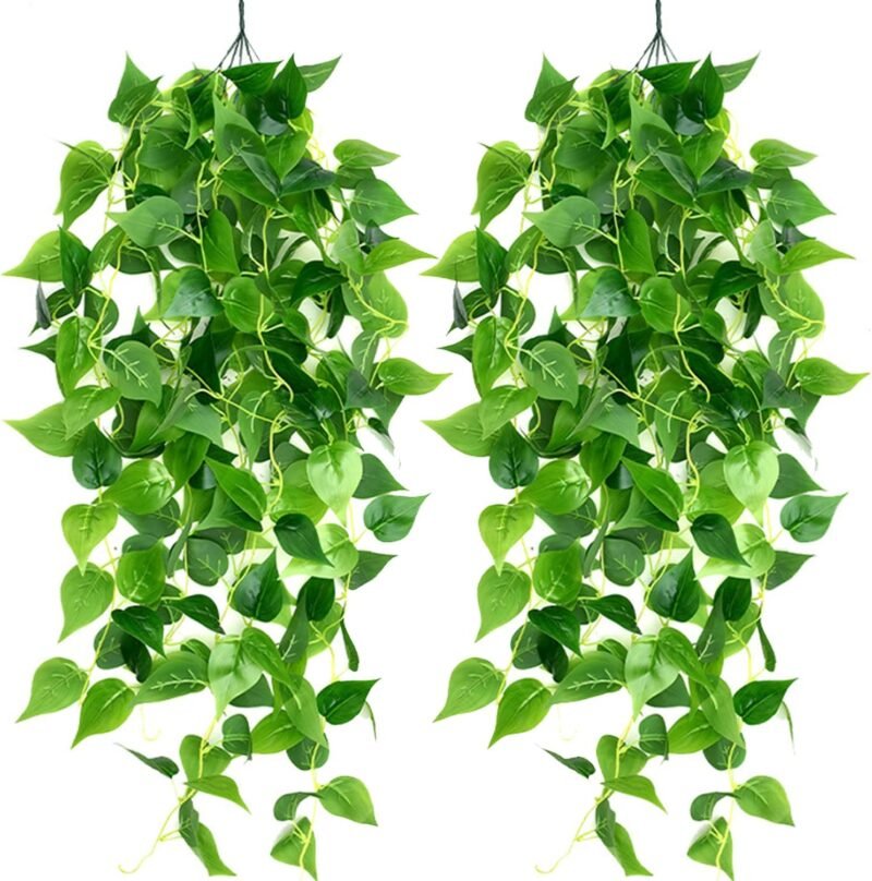 Firschoie 2 Piezas Plantas Colgantes Hiedra Verde Artificial, 100cm Corona de eneldo, Adecuado para Bodas, Jardines, decoración de Paredes