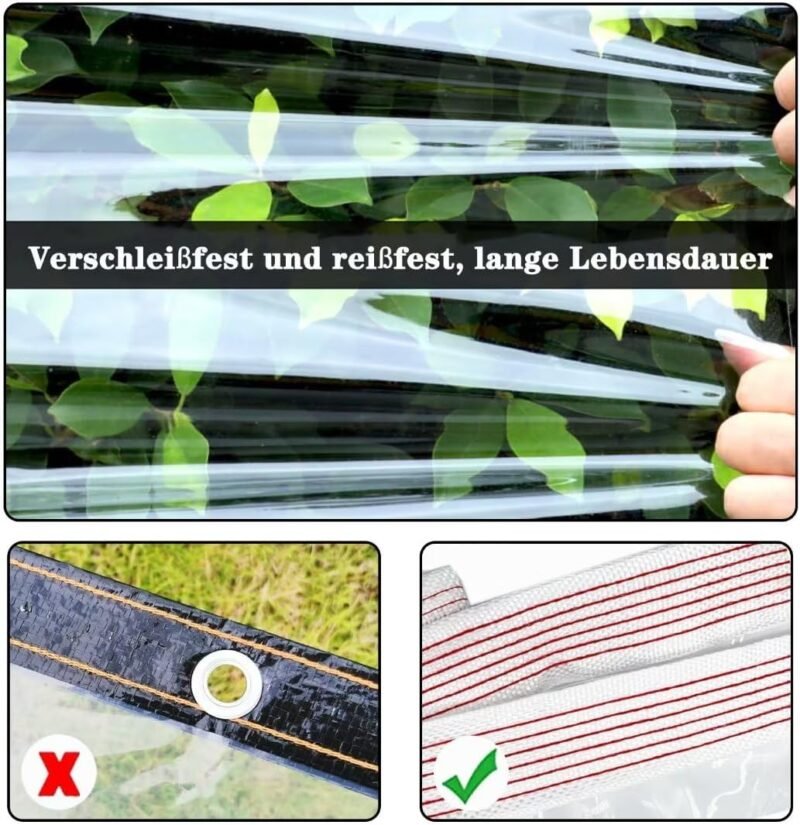 BCBIG Lona Transparente e Impermeable con Ojales para Exteriores, Muebles de jardín, cenadores, 4x6m - Imagen 2