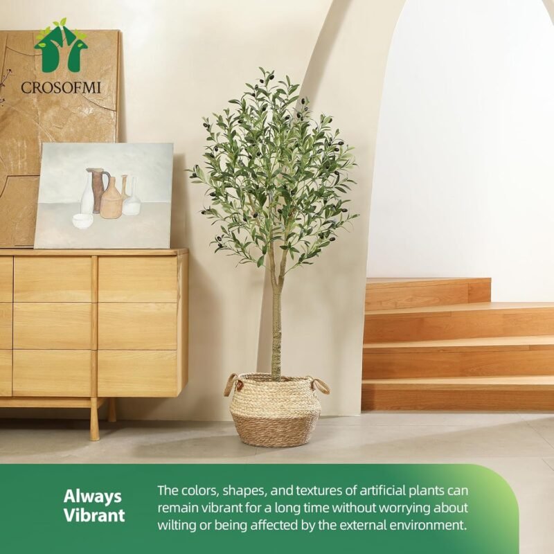 CROSOFMI Olivo Artificial Planta 150cm Plantas Artificiales Decorativas Grande Árboles Plástico de Interior y Exterior Decoración para Hogar, Oficina, Casa, Balcón, Dormitorio - Imagen 8