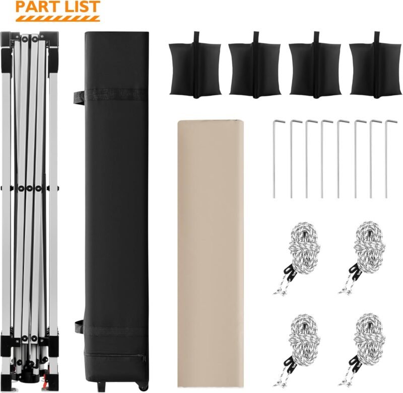 BONTEC Cenador de 3 x 3 m, Carpa de Jardín con Resistente al Agua, Estable, Resistente al Invierno, Sistema de Clic Desplegable, Carpa Plegable con Protección UV 50+, Carpa con Puntales de Metal - Imagen 5