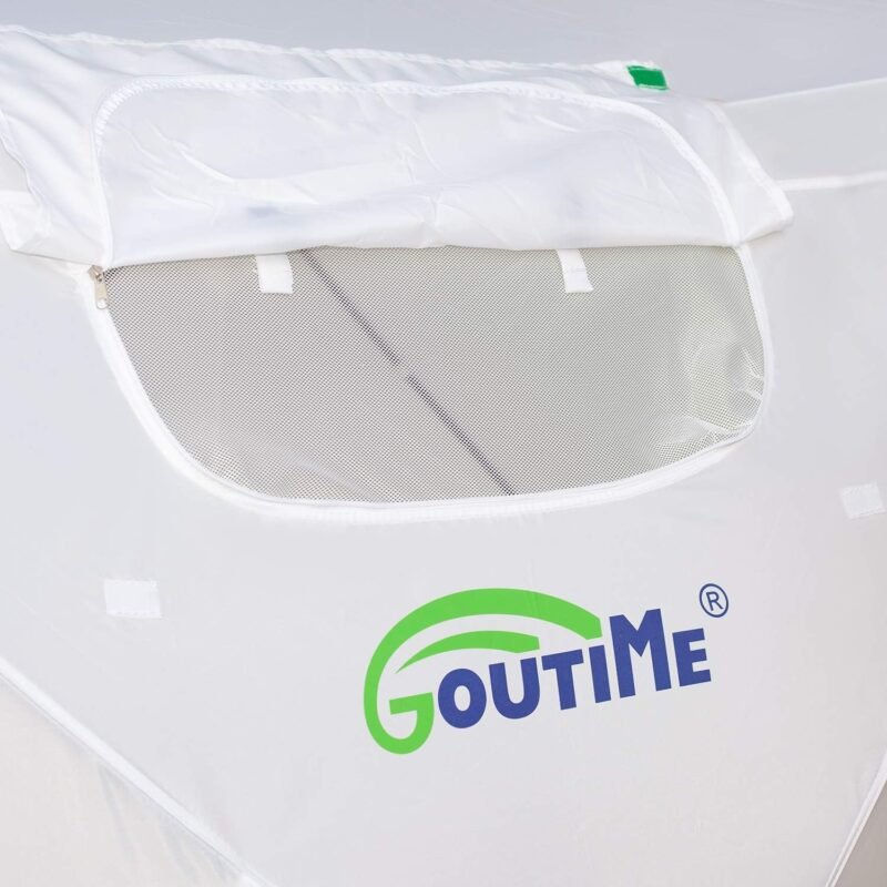 Goutime tenda de trabalho,cenador 2x2M Plegable,Tiendas de Actividad Multifuncional,Carpa Plegable de Jardín,Tienda de Pesca,Cenador desplegable Refugio de Montaje Trabajo（Amarillo y Blanco） - Imagen 7
