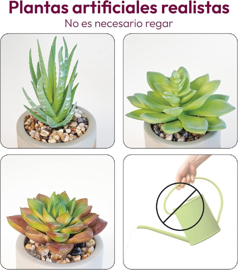Gadgy Plantas Artificiales Decorativas con Maceta | Juego De 3 | Planta Artificial Decorativa | Plantas Falsas En Macetas De Cemento | Decoracion Interior | Tiestos Pequeñas - Imagen 8