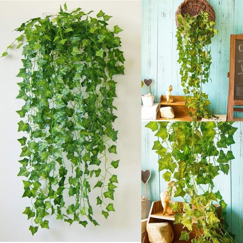 Homvik Plantas Hiedras Enredaderas Artificiales 24Pcsx2.4m Plantas Colgantes Artificiales Guirnalda para Decoración Exterior Boda Hogar Seto Jardín Escalera Ventana Balcón Valla Mesa Fiesta Interior - Imagen 3