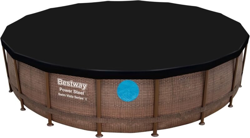 BESTWAY Cobertor de Invierno Redondo Ø555 cm de PVC para Piscinas Negro - Imagen 6