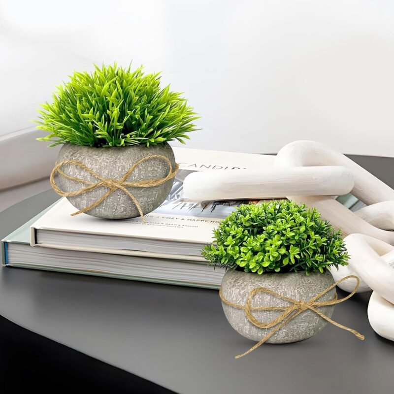 TFCIOD 2 Piezas Plantas Artificiales Decorativas, Planta Artificial Pequeña, Mini Ecologización Macetas Artificiales Decorativas, Fake Plants para Cocina, Salón,Oficina Mesa, Decoracion (003) - Imagen 6