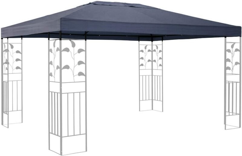 QUICK STAR Techo de Recambio para cenador de jardín 3x4m Gris con Revestimiento de PVC