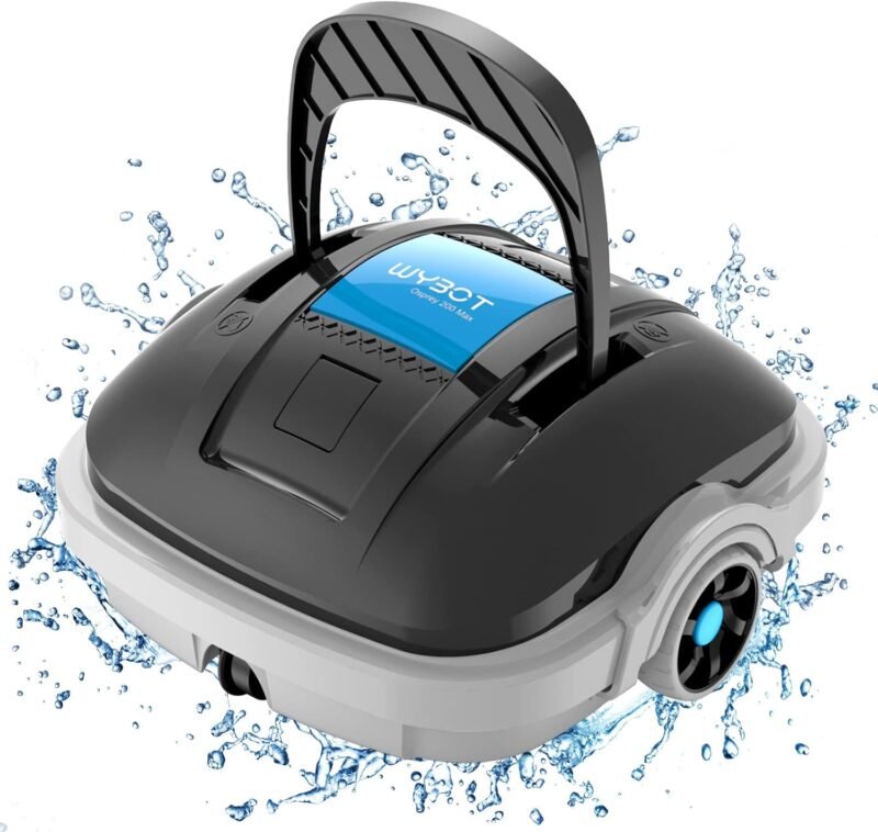 WYBOT Robot Limpiados Piscina, Aspirador de Piscina Funciona 100 Minutos, Estacionamiento Automático, Fuerte Potencia de Succión, Limpiafondos Piscina Inalámbrico hasta 80 m²