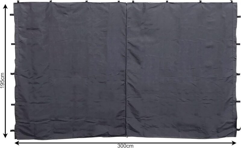 QUICK STAR 2 Paneles Laterales con Cremallera 300x195cm para Gazebo 3x3m Pavilion Sidewall Anthracite RAL 7012 - Imagen 5