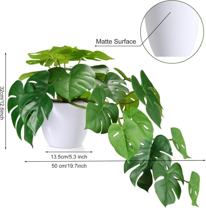 SOGUYI Plantas Artificiales 50cm Plantas Decorativas Tropical Monstera Potted Decorativas Plantas para Hogar Oficina Modernos Decoración(1 Piezas) - Imagen 8