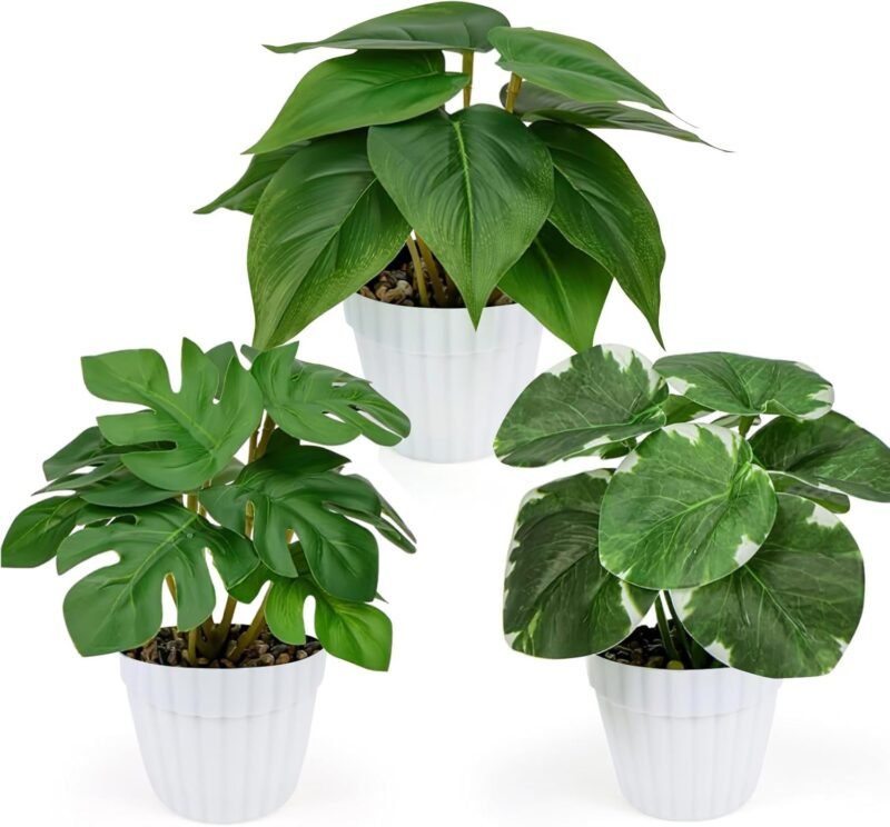 YAOYIN 3 Piezas Plantas Artificiales Decorativas, Ecologización Artificiales Macetas Plantas Plásticos Plantas Falsa, Planta Artificial Pequeña para Decoracion Hogar Sala de Estar Baño Jardín Oficina