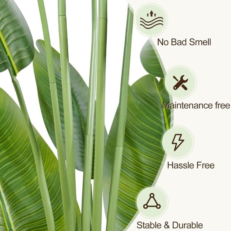 Keeplush Planta Artificial Ave del Paraíso 180 cm Planta Artificial Interior Alta con 13 Hojas, arbol Artificial Exterior Grande para Interior Casa salón Oficina dormitorios Jardín verandas (1Pack) - Imagen 9