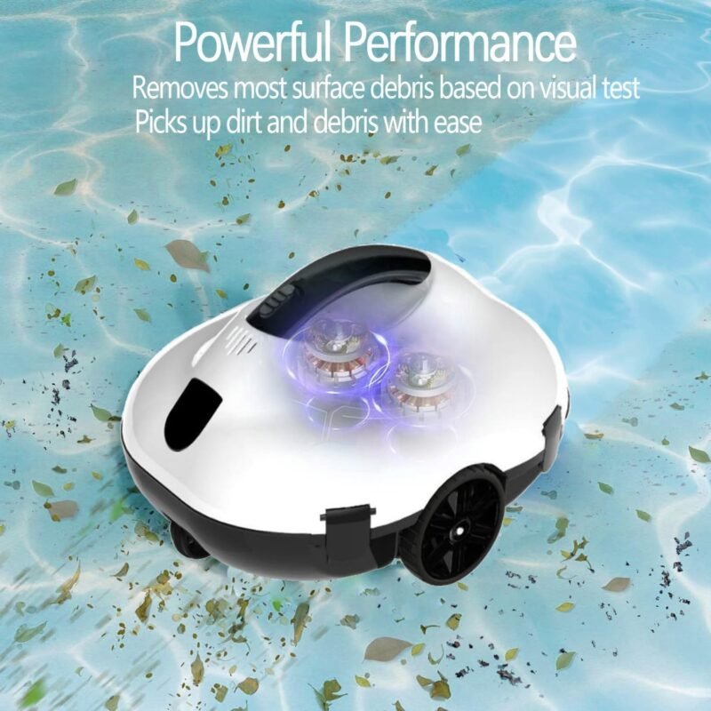 Bestyks Robot Limpiafondos Piscina, Limpiafondos Piscina Automatico 130 Minutos De Limpieza Potente,Robot Piscina InaláMbrico Motores De Doble Accionamiento para Piscinas De Fondo Plano De hasta 80 M² - Imagen 2