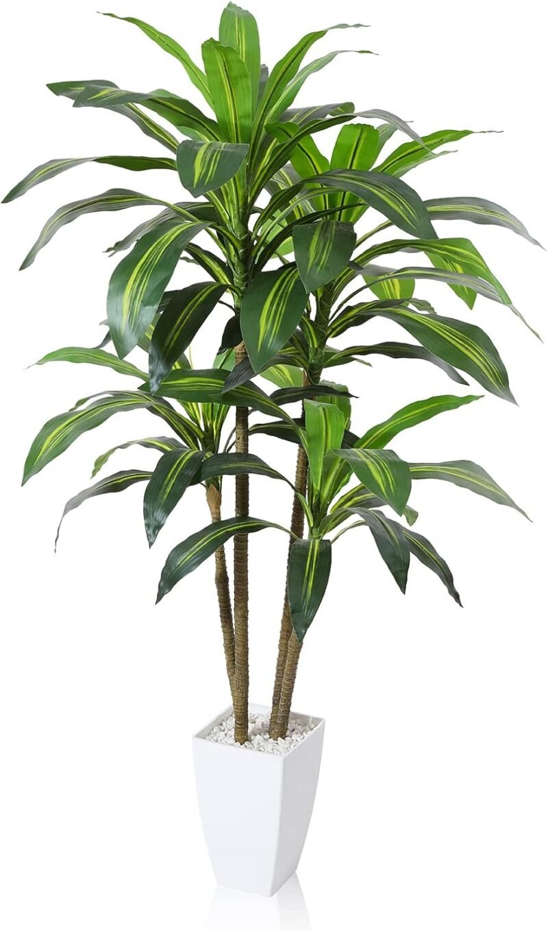 Fopamtri Drácena Artificial 120cm Hawaiian Tropic Plantas Artificiales Decorativas con 74 Hojas para Exterior e Interior Salón Dormitorio Oficina Jardín Decoración