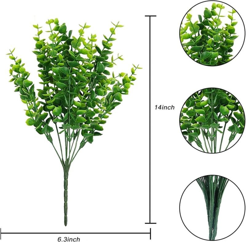 SOMYTING 8 Unidades de Plantas Artificiales de Eucalipto Verde Plantas Artificiales de Eucalipto Artificiales de Hiedra Artificial para Decoración de Salón Jardín Balcón Exterior - Imagen 3