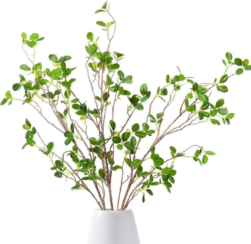 Dremisland 3 Piezas Planta Artificial 110cm Artificiales Ficus Ramas Spray Tallos Vegetación Artificial Ramita Ficus con Verde Eucalipto Hojas para Relleno Jarrones Oficina de Boda Casa Decoración