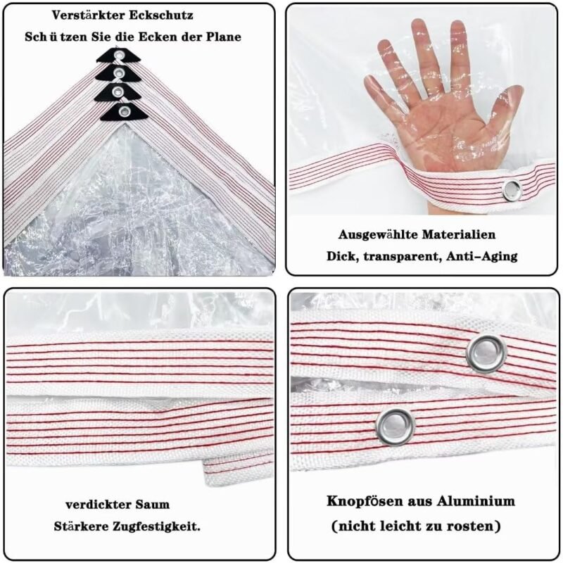 BCBIG Lona Transparente e Impermeable con Ojales para Exteriores, Muebles de jardín, cenadores, 4x6m - Imagen 3