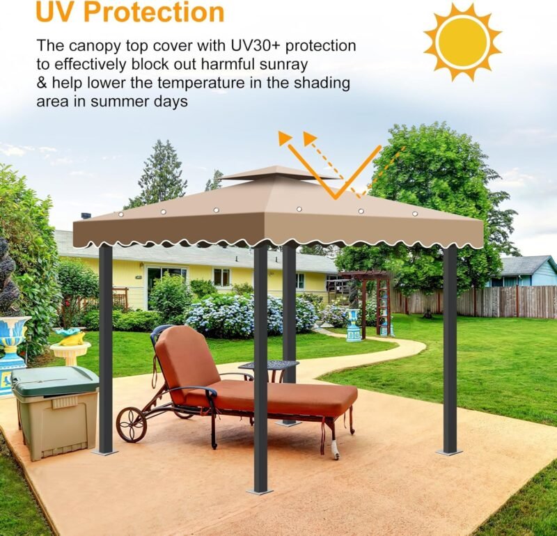Techo de Repuesto 3 x 3 m para Cenador de Jardín con ventilación, 2 Niveles Cubierta para Carpa Pabellon, Techo de Repuesto Desmontable para Camping, Playa, Barbacoa Gazebo - Imagen 3