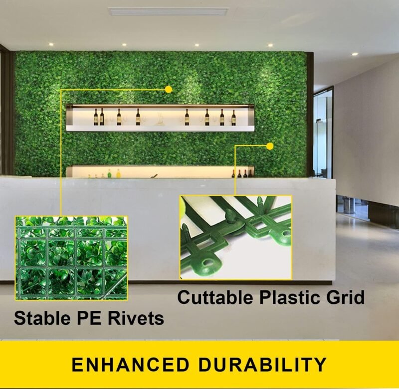 VEVOR Hierba Artificial Verde de 24 Piezas 25,4 x 25,4?cm, Panel de Boj de Hiedra Artificial de Alta Densidad contra UV y 100% PE, Plantas Artificiales Decorativas para Pared, Jardines, Patio Trasero - Imagen 4