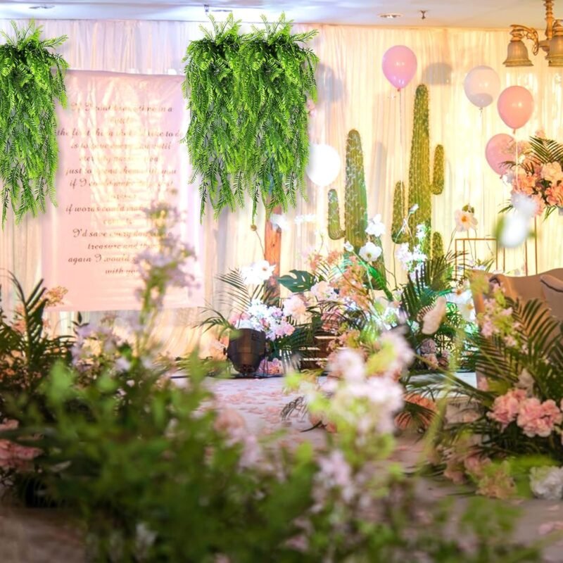 8 Piezas Plantas Artificiales Colgantes Enredadera Planta Artificial Colgante, Planta Artificial Exterior Decorativas Hanging Plants Plástico Planta de Helechos Decoración Pared Terraza Jardín - Imagen 5