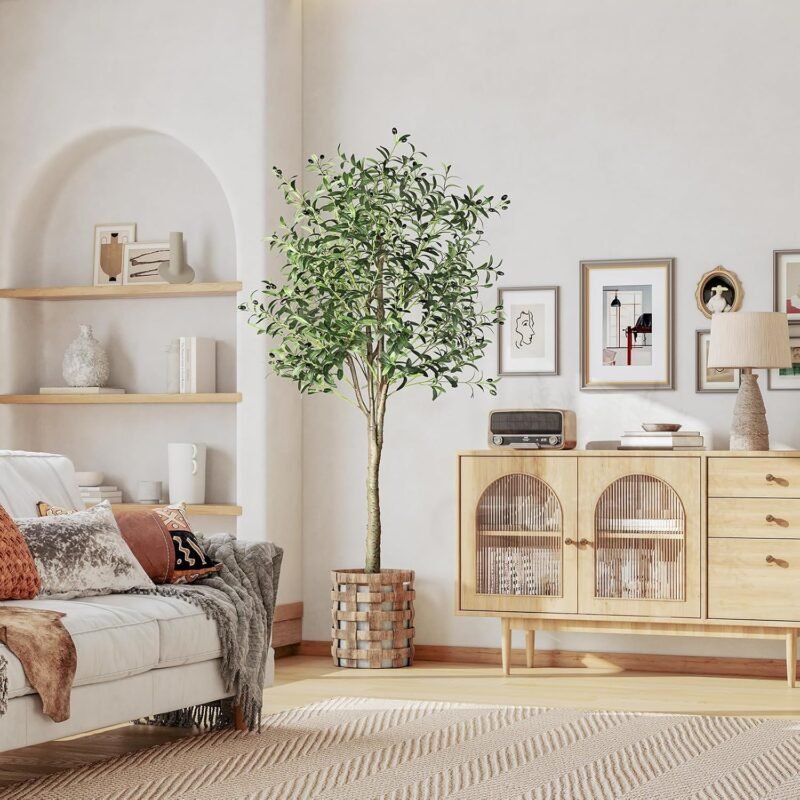 YOLEO Árbol de olivo artificial de 180 cm, plantas artificiales, grandes olivos, artificiales, como auténtico, para salón, dormitorio, oficina, decoración - Imagen 3