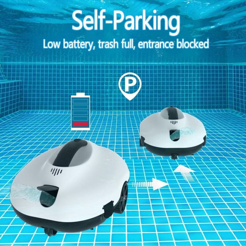 Bestyks Robot Limpiafondos Piscina, Limpiafondos Piscina Automatico 130 Minutos De Limpieza Potente,Robot Piscina InaláMbrico Motores De Doble Accionamiento para Piscinas De Fondo Plano De hasta 80 M² - Imagen 4