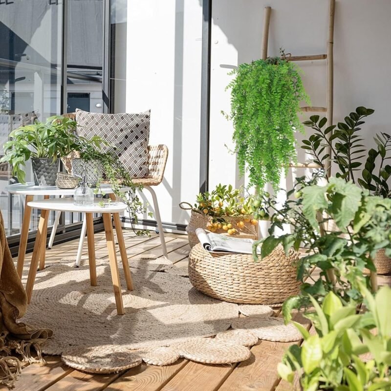 Huryfox Planta Artificial Colgante de Helecho - Decorativas de Hojas de Hiedra Falsa para Interiores y Exteriores, Decoración de Follaje Falsificado para Sala de Estar, Cocina, Balcón, Jardín - Imagen 5