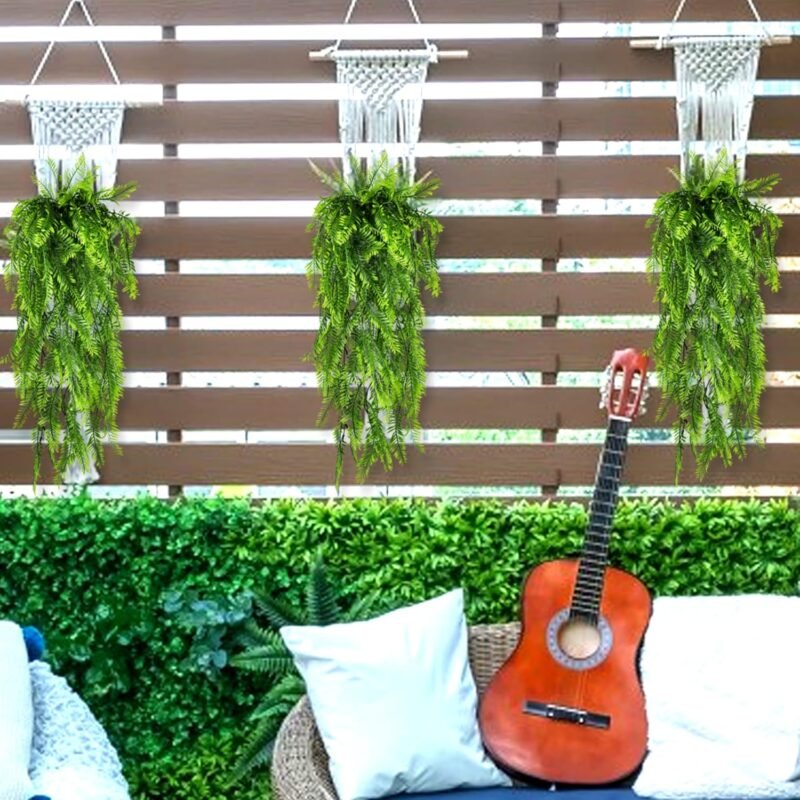 8 Piezas Plantas Artificiales Colgantes Enredadera Planta Artificial Colgante, Planta Artificial Exterior Decorativas Hanging Plants Plástico Planta de Helechos Decoración Pared Terraza Jardín - Imagen 6