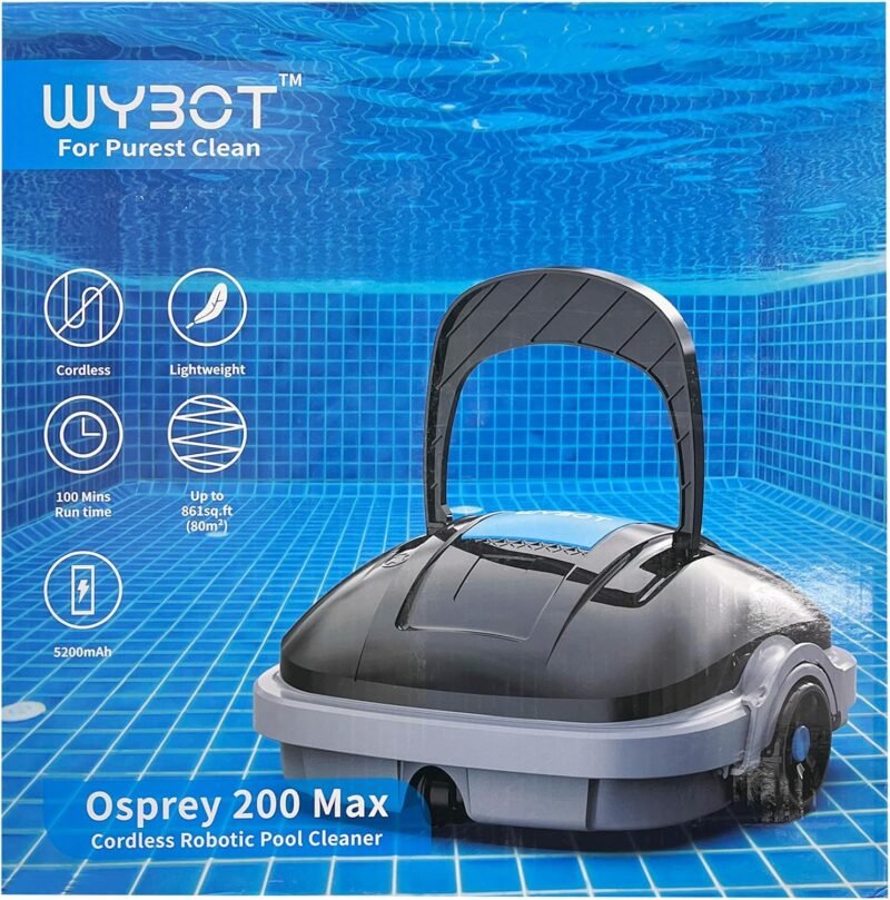 WYBOT Robot Limpiados Piscina, Aspirador de Piscina Funciona 100 Minutos, Estacionamiento Automático, Fuerte Potencia de Succión, Limpiafondos Piscina Inalámbrico hasta 80 m² - Imagen 12