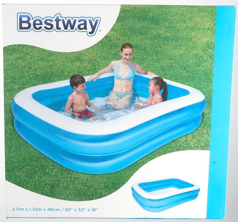 Bestway - Piscina hinchable azul rectangular deluxe, 211 x 132 x 46 cm - Imagen 2