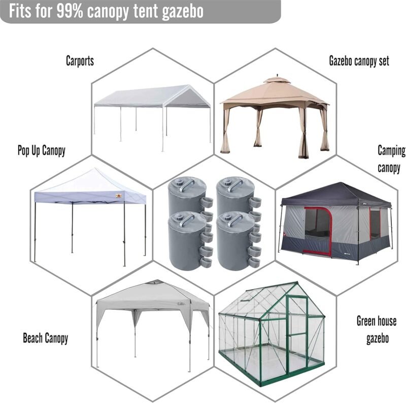 ABCCANOPY Juego de 4 pies para cenador, rellenables con Agua, Pesos para cenadores, Tiendas de jardín, Carpas de Fiesta, Gris, Bolsa de Agua 01 - Imagen 3