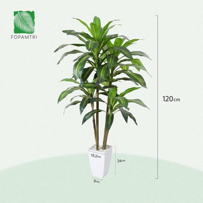 Fopamtri Drácena Artificial 120cm Hawaiian Tropic Plantas Artificiales Decorativas con 74 Hojas para Exterior e Interior Salón Dormitorio Oficina Jardín Decoración - Imagen 6