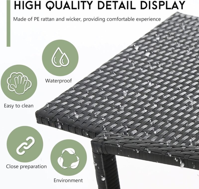 FDW Wicker Patio Furniture Outdoor Bistro Set, Rocking Chair, 3 Piece, Rattan Conversation Set for Backyard Porch Poolside Lawn with Coffee Table,Black - Imagen 4